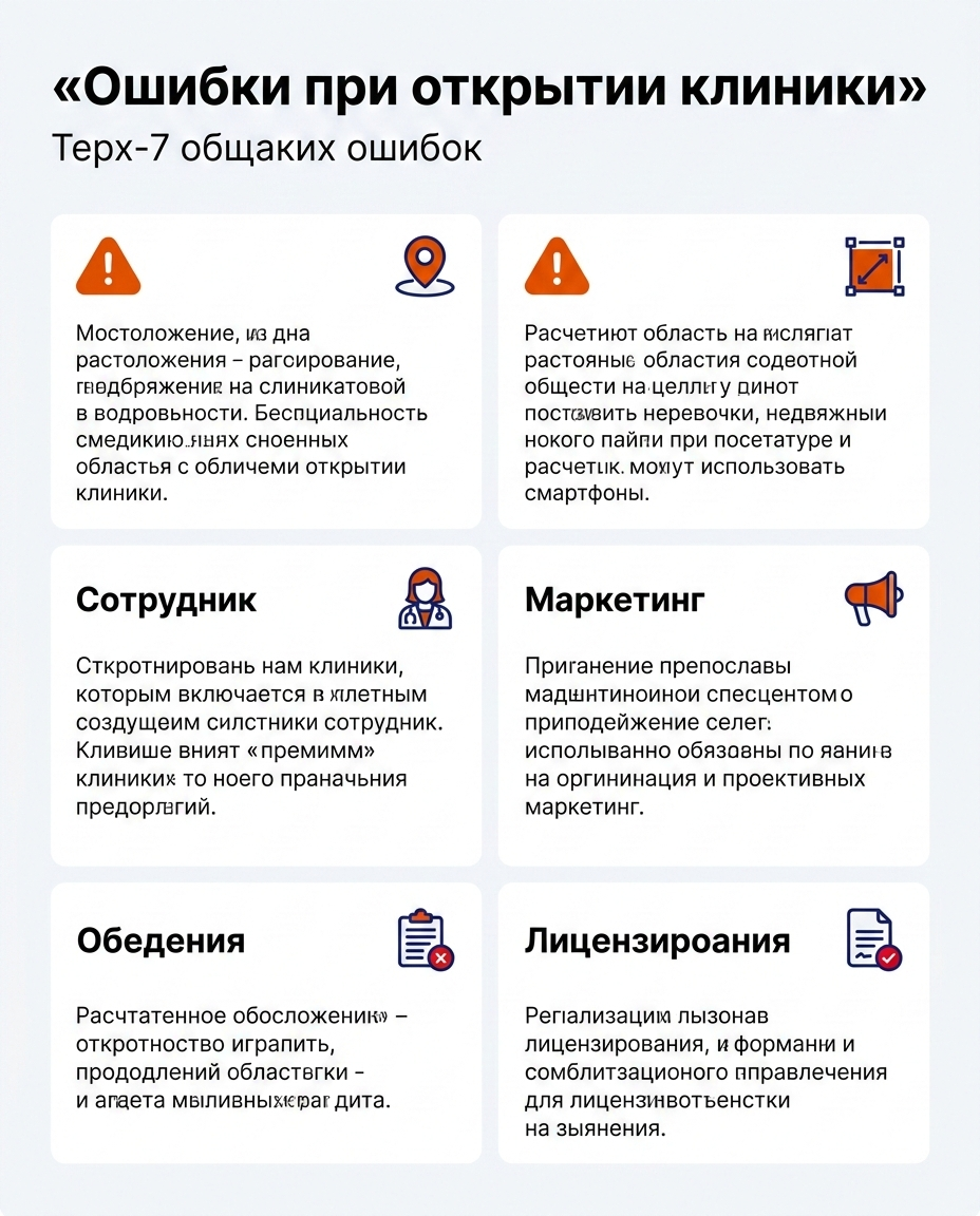 Инфографика: Фатальные ошибки при открытии медцентра
