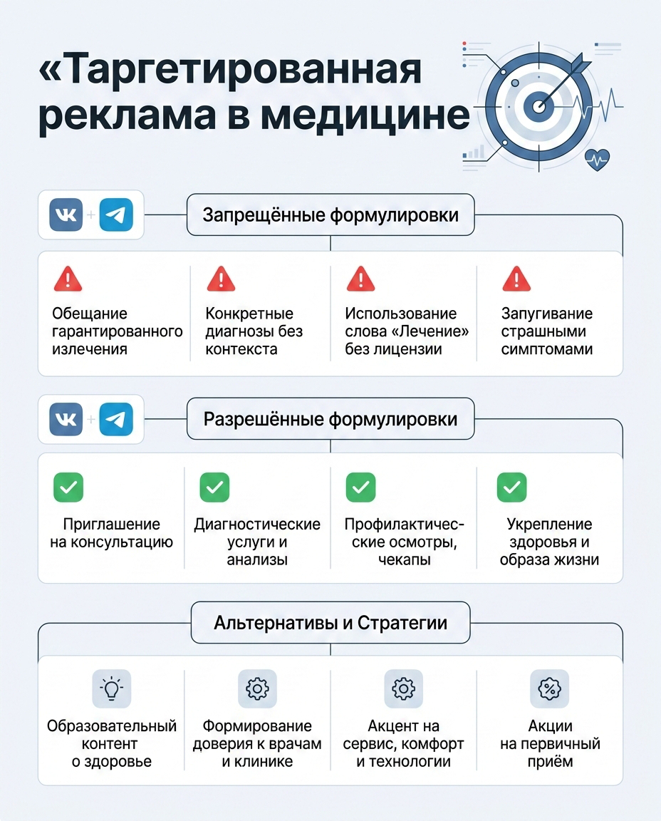 Инфографика: Ограничения и решения в медицинском таргете
