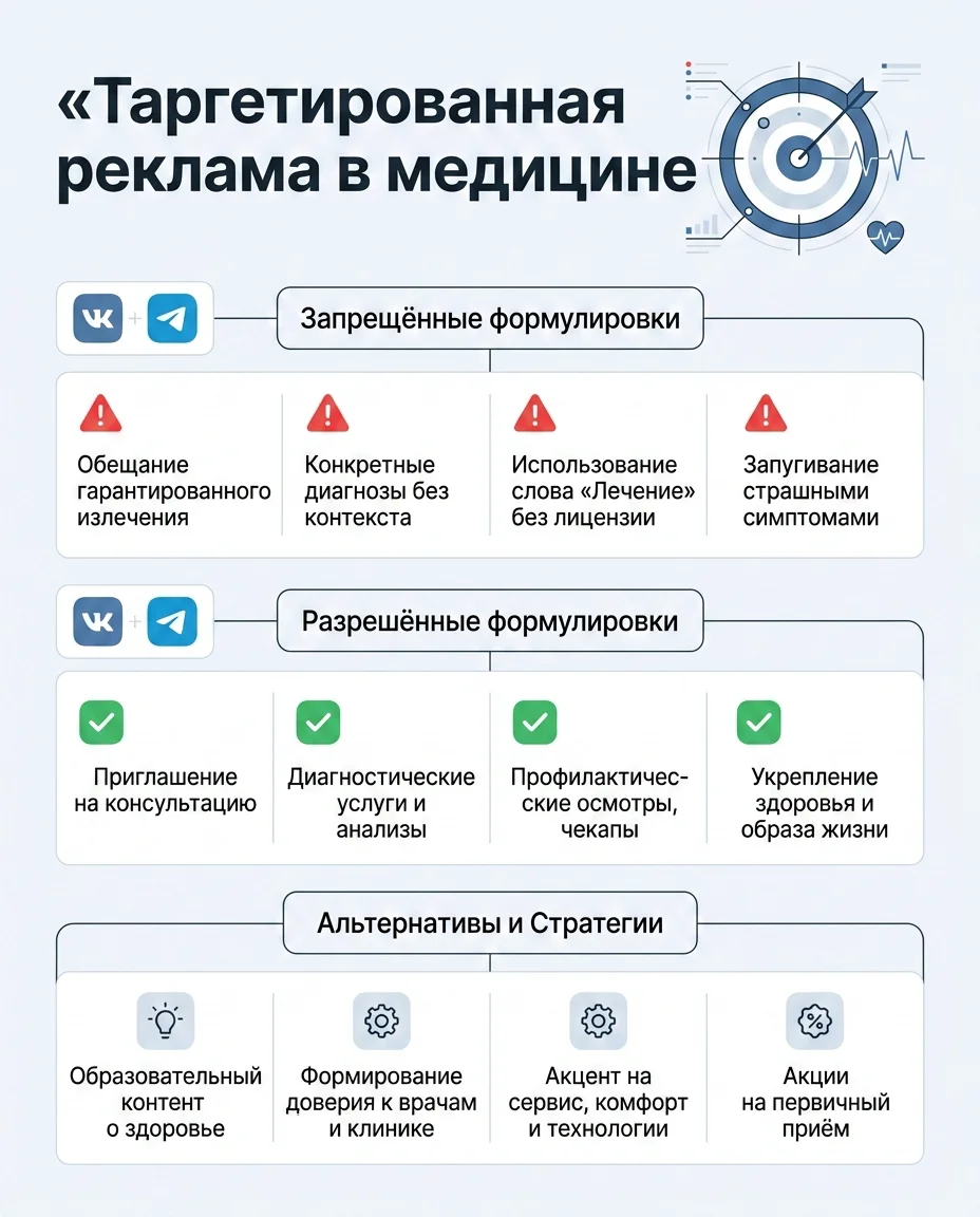Инфографика: Ограничения и решения в медицинском таргете