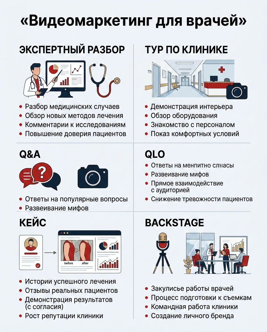 Инфографика: Топ-5 форматов видео для медицинского маркетинга